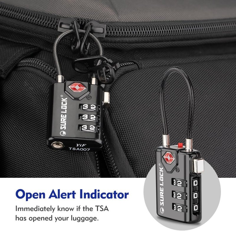 SURE LOCK TSA Compatible Travel Luggage Locks, Inspection Indicator, Easy Read Dials - 2 pack - Image 2